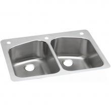 Elkay DPXSR233221 - Dayton Stainless Steel 33'' x 22'' x 8'', 1-Hole Equal Double Bowl D