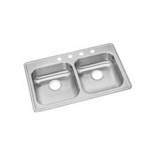 Elkay GE233210 - Dayton Stainless Steel 33'' x 21-1/4'' x 5-3/8'', Equal Double Bowl