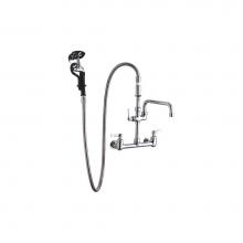 Elkay LK960AF14LC - 8'' Centerset Wall Mount Faucet 60in Flexible Hose w/1.2 GPM Spray Head Plus 14in Arc Tu