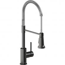 Elkay LKAV2061BKCR - Avado Single Hole Kitchen Faucet with Semi-professional Spout and Lever Handle, Black Stainless an