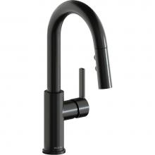 Elkay LKAV3032BK - Avado Single Hole Bar Faucet with Pull-down Spray and Lever Handle, Black Stainless