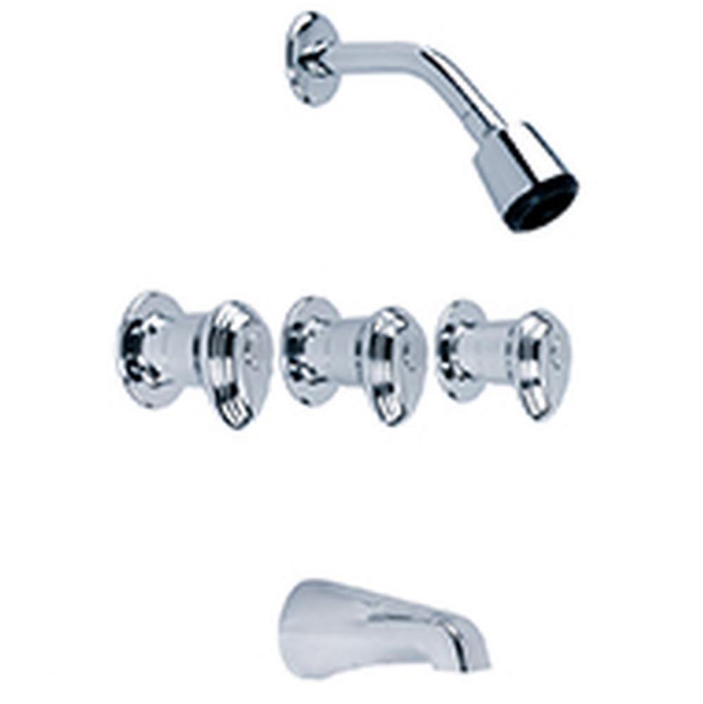 Gerber Hardwater Three Handle Threaded Escutcheon Tub &amp; Shower Fitting with IPS/Sweat Connecti