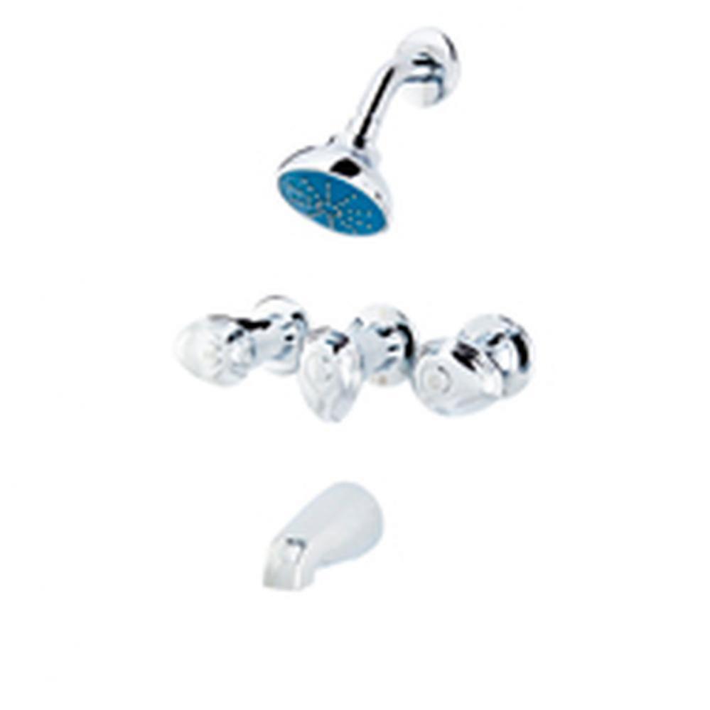 Gerber Hardwater Three Handle Threaded Escutcheon Tub &amp; Shower Fitting with IPS/Sweat Connecti