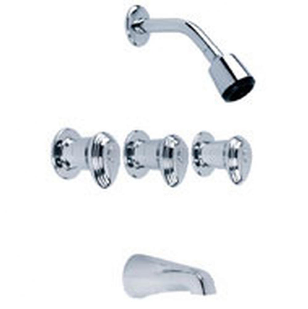 Gerber Hardwater Three Handle Threaded Escutcheon Tub &amp; Shower Fitting with Sweat Connections