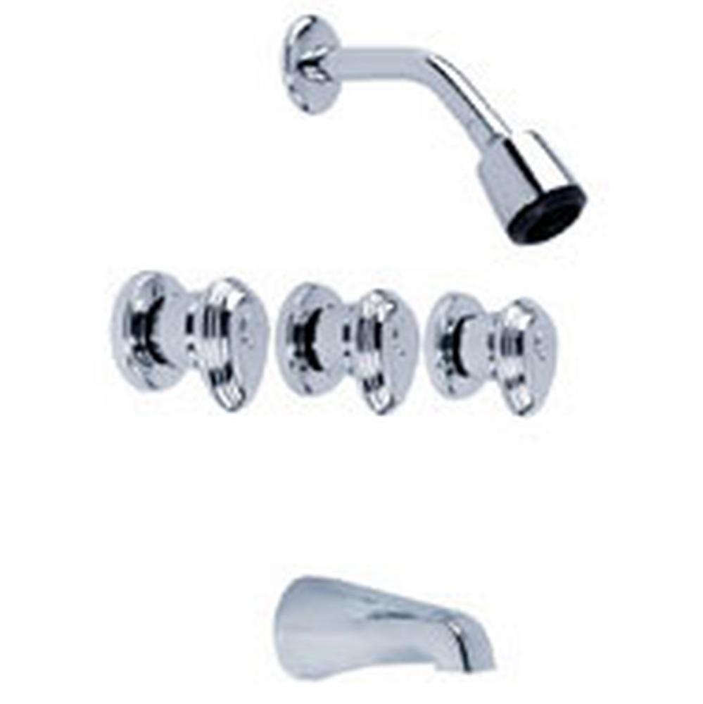 Gerber Hardwater Three Handle Sliding Sleeve Escutcheon Tub &amp; Shower Fitting with IPS/Sweat Co
