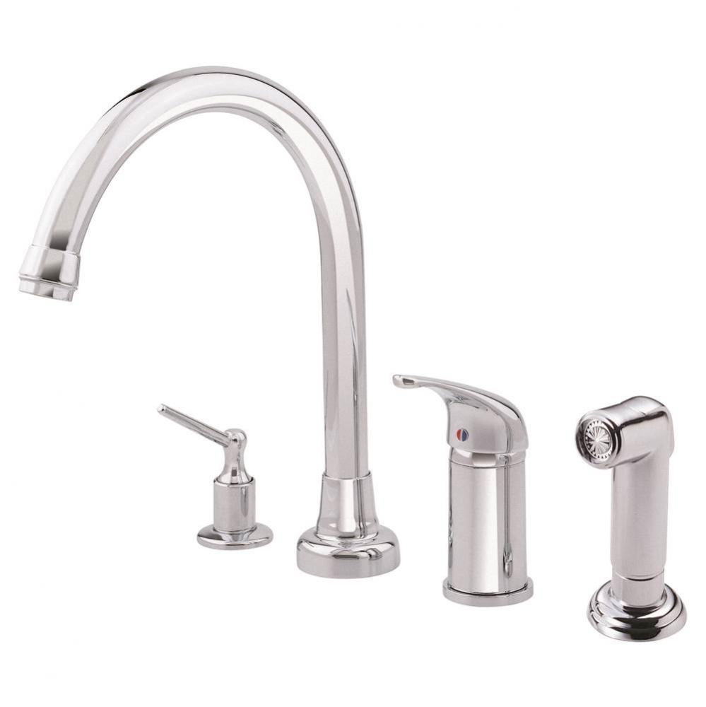 Melrose 1H High-Rise Kitchen Faucet w/ Soap Dispenser &amp; Spray 1.75gpm Chrome