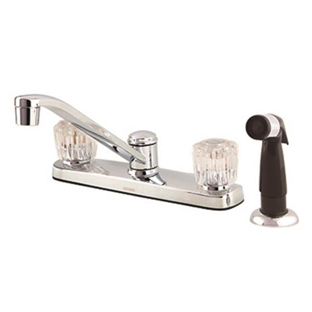 Maxwell SE 2H Kitchen Faucet w/ Acrylic Handles Spray &amp; 8&apos;&apos; D-Tube Spout 1.75gpm Chr