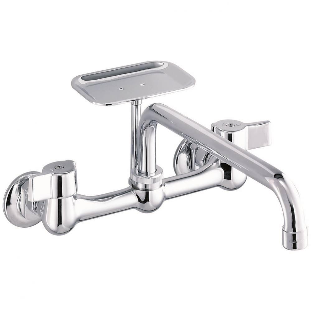 Gerber Classics 2H Wall Mount Kitchen Faucet w/ 8&apos;&apos; Spout &amp; Soap Dish 1.75gpm Chrome