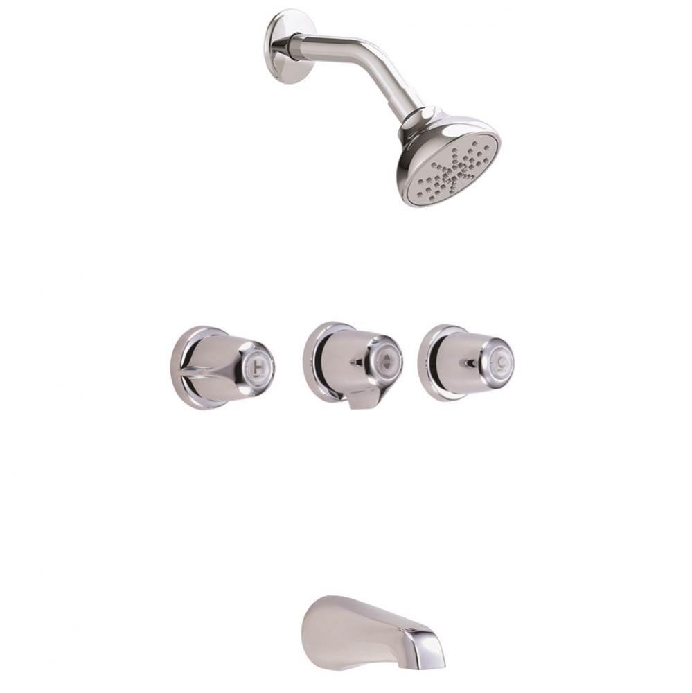 Gerber Classics Three Handle Threaded Escutcheon Tub &amp; Shower Fitting with IPS/Sweat Connectio
