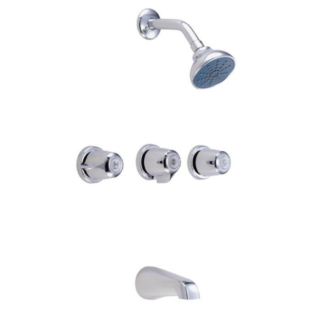 Gerber Classics Three Handle Threaded Escutcheon Tub &amp; Shower Fitting with Sweat Connections &