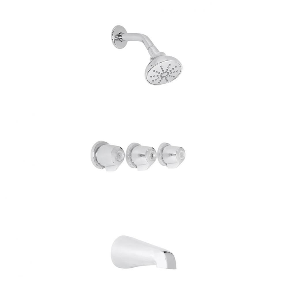 Gerber Classics Three Handle Sliding Sleeve Escutcheon Tub &amp; Shower Fitting with Sweat Connect