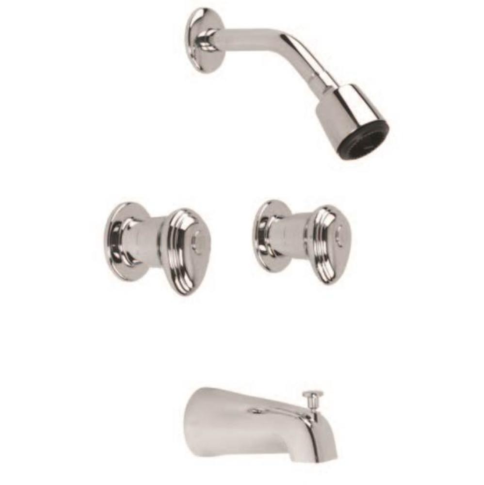 Gerber Hardwater Two Handle Threaded Escutcheon Tub &amp; Shower Fitting with Slip Diverter Spout