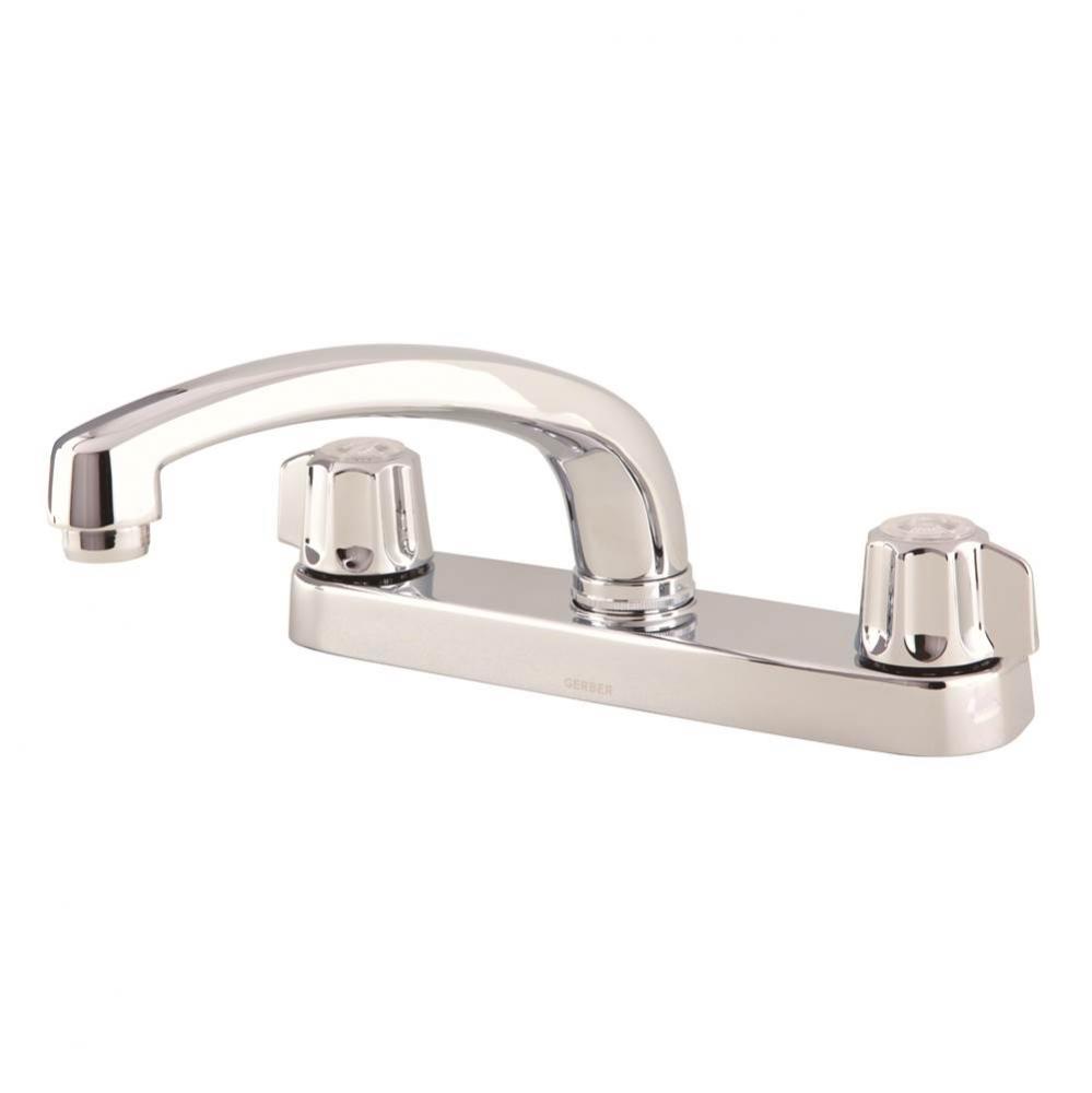 Gerber Classics 2H Kitchen Faucet Deck Plate Mounted w/out Spray &amp; w/ Metal Fluted Handles 1.7