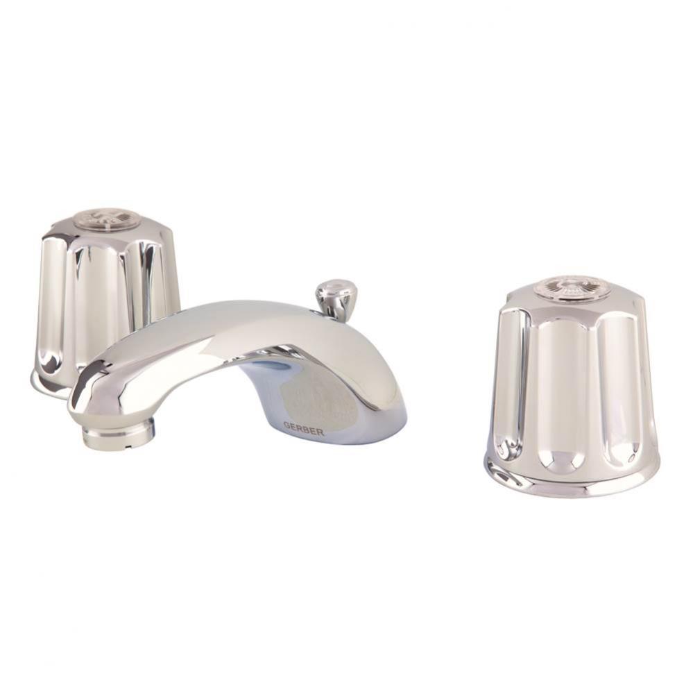 Gerber Classics 2H Lavatory Faucet w/ Metal Fluted Handles &amp; Metal Pop-Up Drain 1.2gpm Chrome