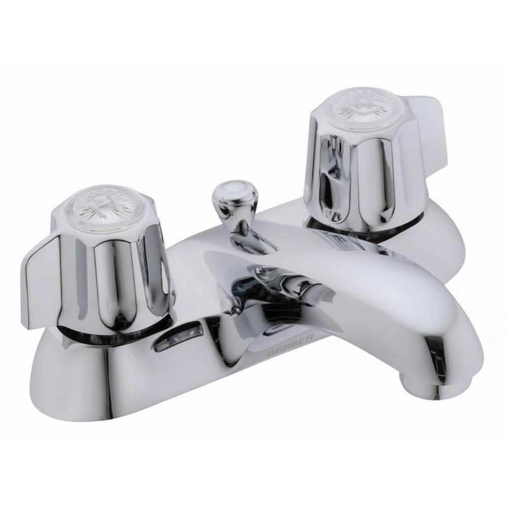 Gerber Classics 2H Centerset Lavatory Faucet w/ Metal Fluted Handles &amp; Metal Pop-Up Drain 1.2g