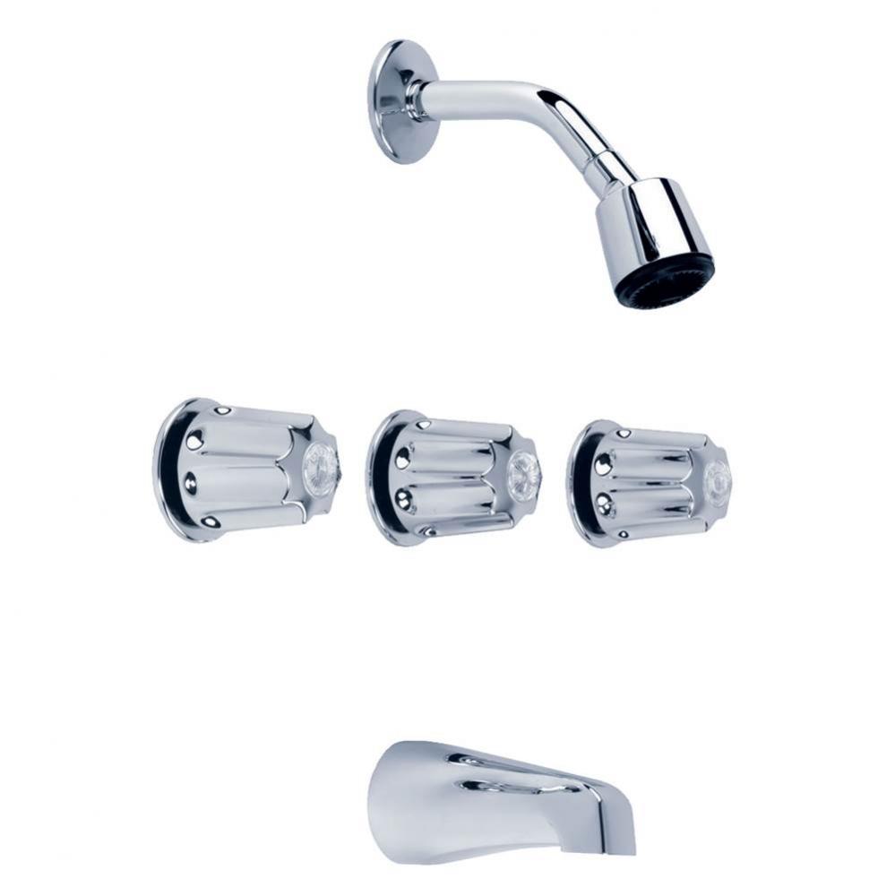 Gerber Classics Three Handle 11 Inch Centers Tub and Shower Fitting 1.75gpm Chrome