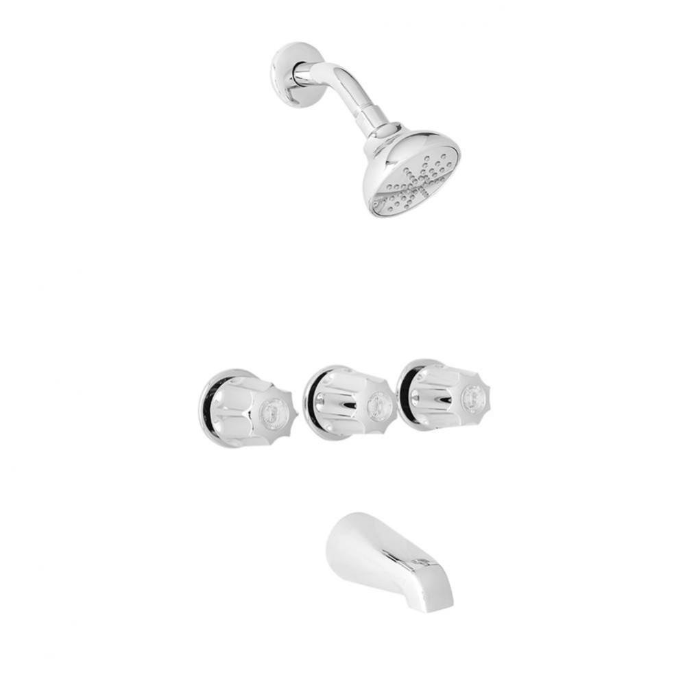 Gerber Classics Three Metal Fluted Handle Threaded Escutcheon Tub &amp; Shower Fitting with IPS/Sw