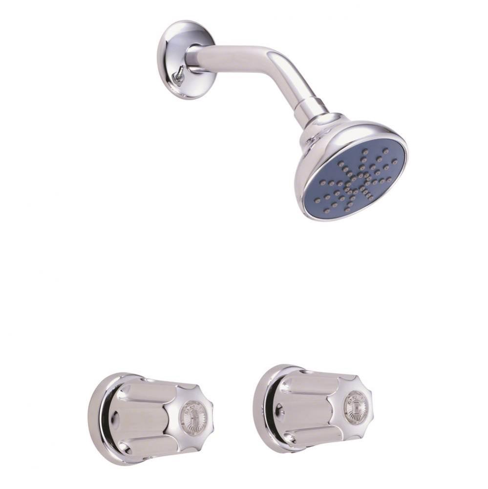 Gerber Classics Two Metal Fluted Handle Threaded Escutcheon Shower Only Fitting with IPS/Sweat Con