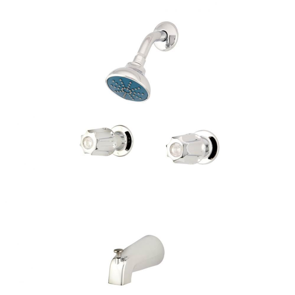 Gerber Classics Two Metal Fluted Handle Threaded Escutcheon Tub &amp; Shower Fitting with IPS/Swea