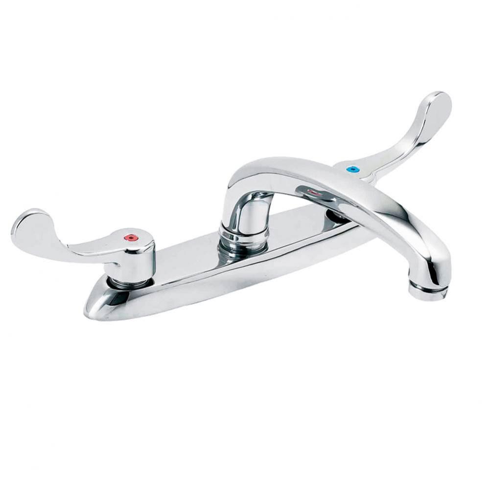 Commercial 2H Kitchen Faucet w/out Spray &amp; w/ Wrist Blade Handles 1.75gpm Chrome