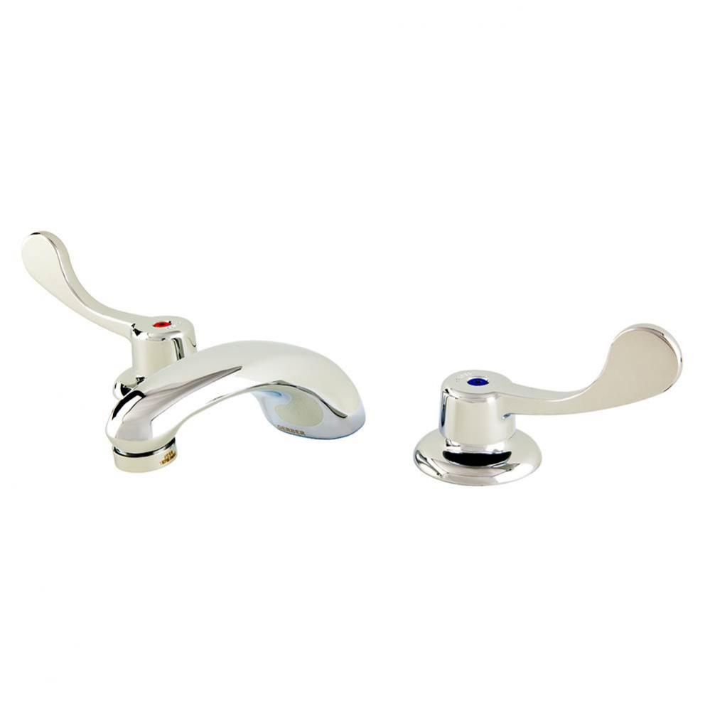 Commercial 2H Widespread Lavatory Faucet w/ Wrist Blade Handles Rigid Connections &amp; Less Drain