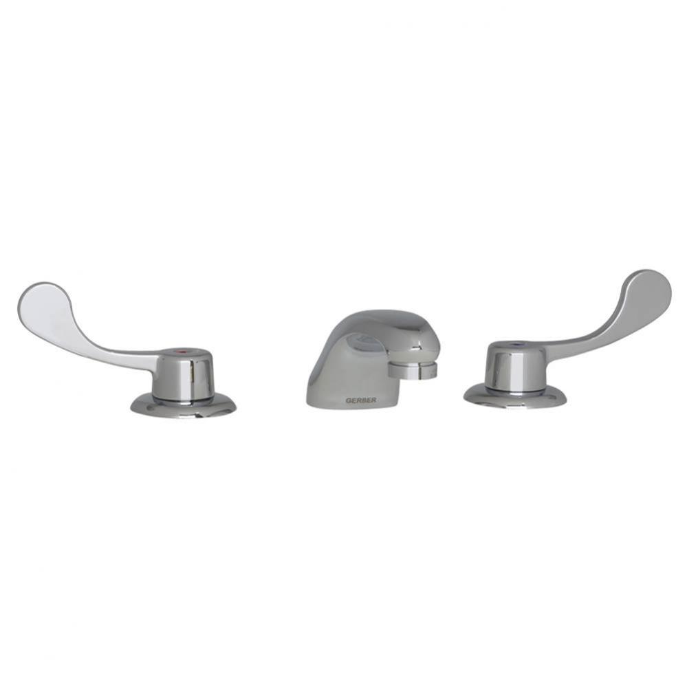 Commercial 2H Widespread Lavatory Faucet w/ Wrist Blade Handles Flex Connections &amp; Less Drain