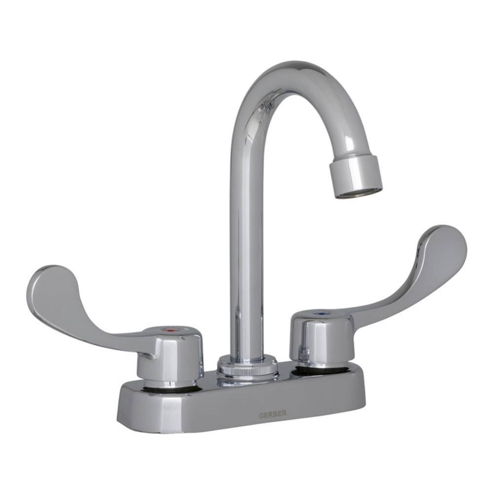 Commercial 2H Bar Faucet w/ Gooseneck Spout &amp; Wrist Blade Handles 1.75gpm Chrome
