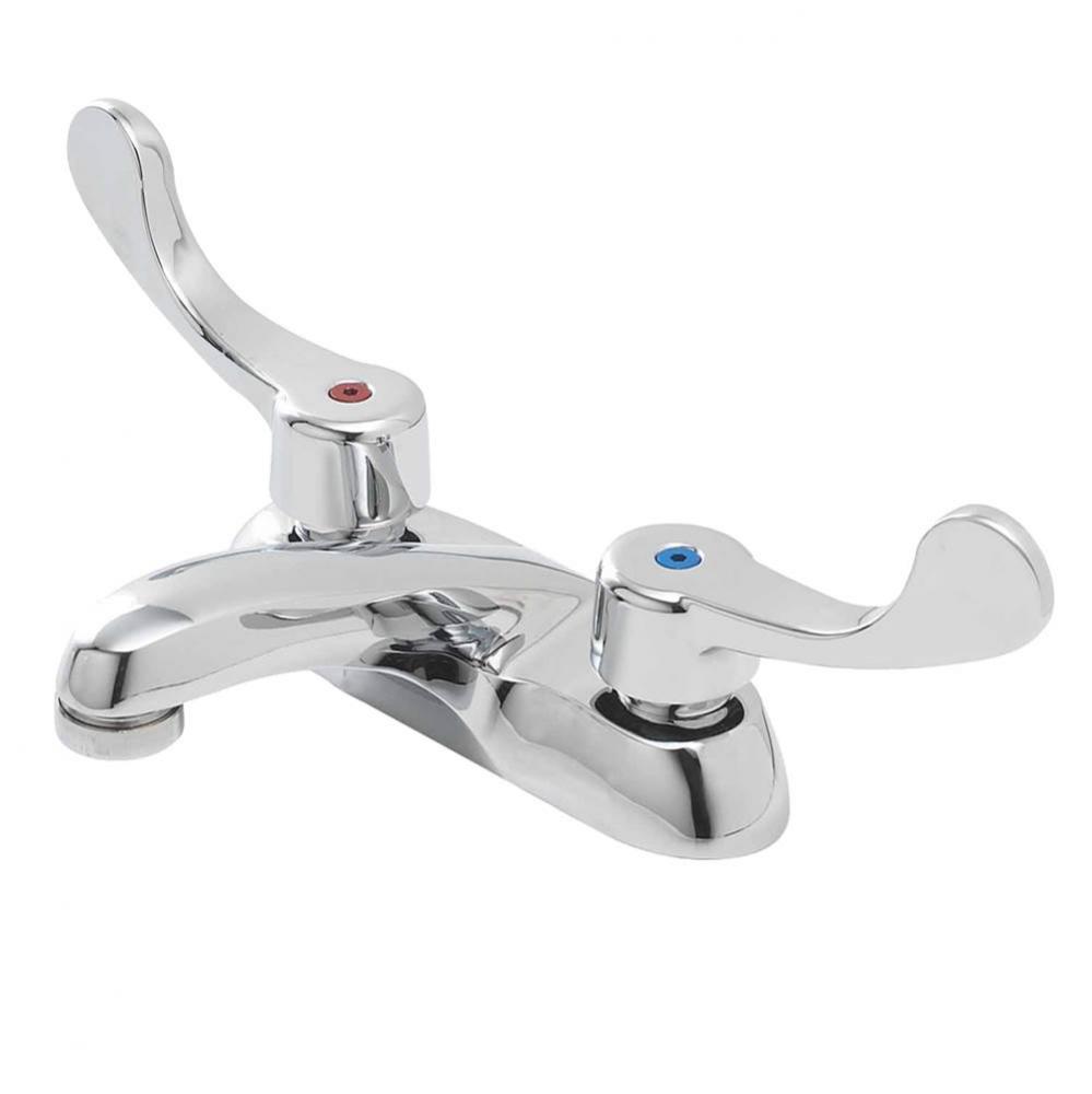 Commercial 2H Centerset Lavatory Faucet w/ Wrist Blade Handles &amp; Less Drain 0.5gpm Chrome