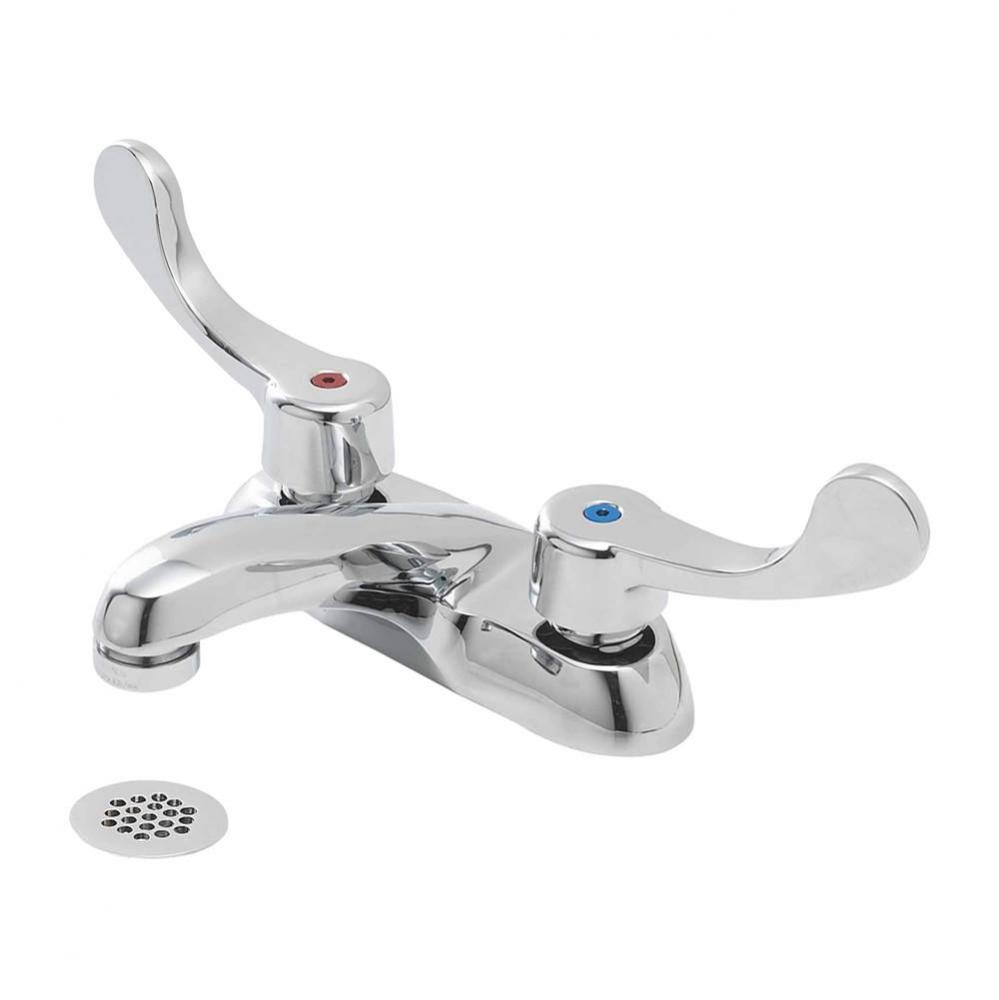 Commercial 2H Centerset Lavatory Faucet w/ Wrist Blade Handles &amp; Grid Strainer 0.5gpm Chrome