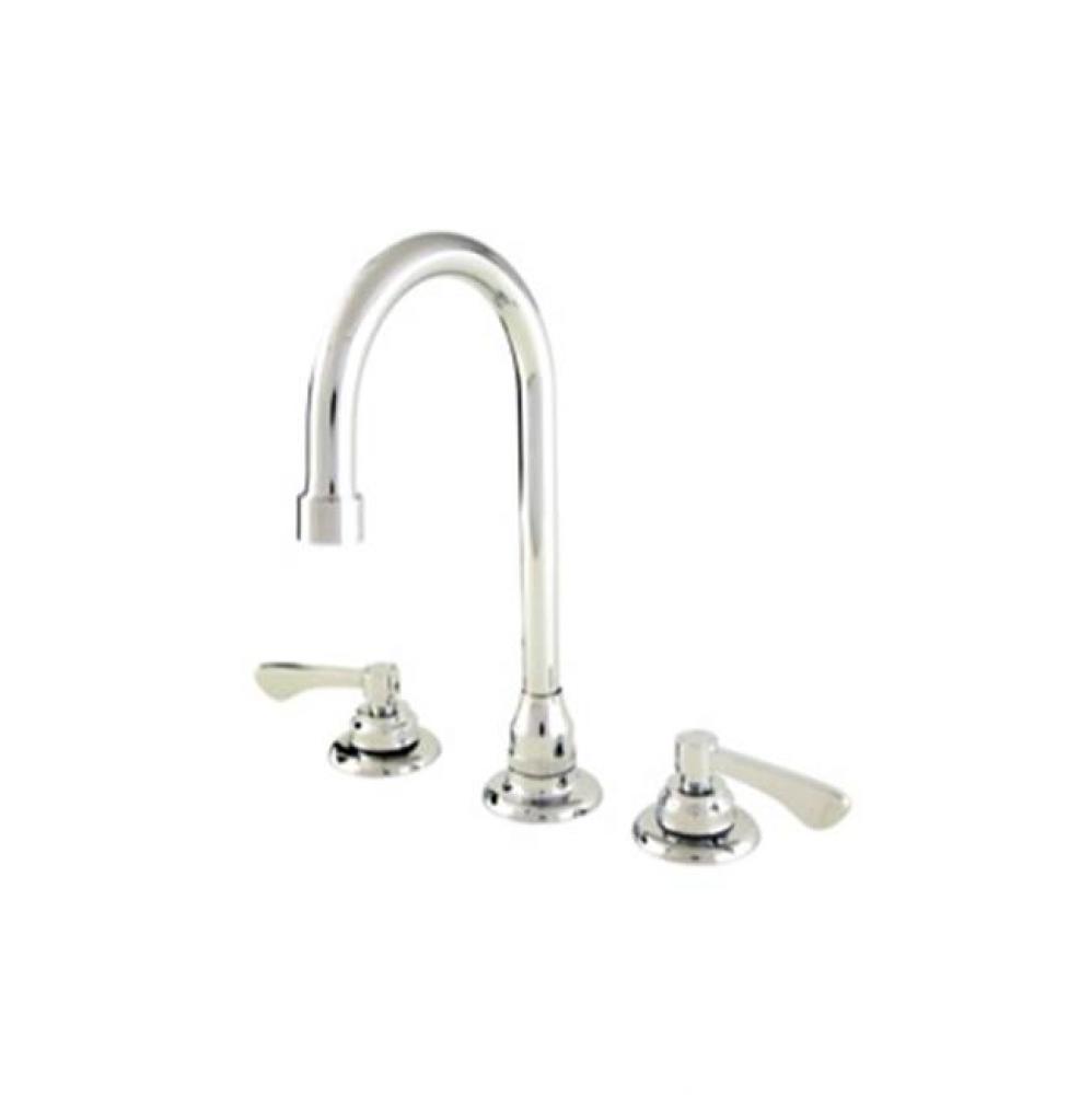 Commercial 2H Widespread Lavatory Faucet w/ Gooseneck Spout Flex Connections &amp; Less Drain 0.5g