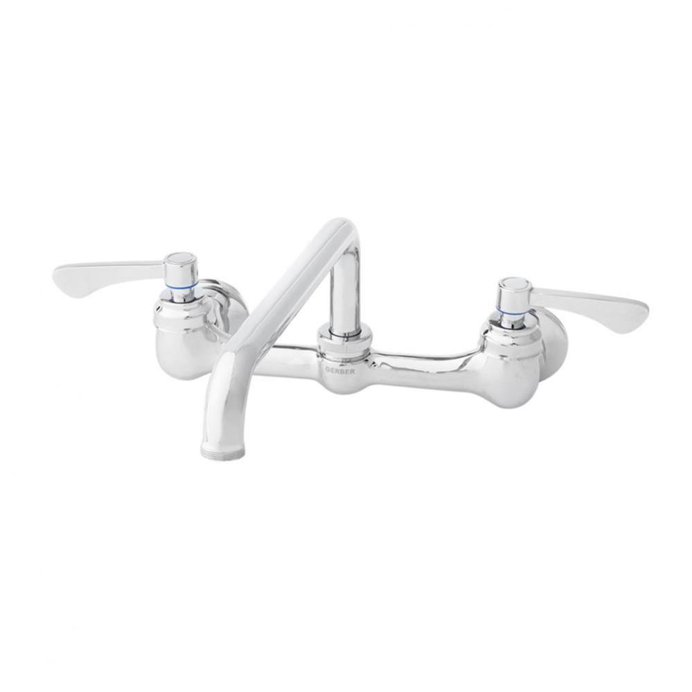 Commercial 2H Wall Mount Kitchen Faucet w/ Lever Handles &amp; 12&apos;&apos; Swing Spout 1.75gpm