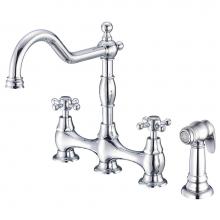 Gerber Plumbing D404457 - Opulence 2H Bridge Kitchen Faucet w/ Cross Handles w/ Spray 1.75gpm Chrome
