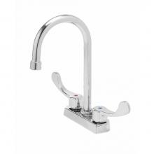 Gerber Plumbing GC044554 - Commercial 2H Centerset Lavatory Faucet w/ Gooseneck Spout Wrist Blade Handles & Less Drain 0.