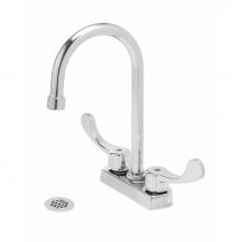 Gerber Plumbing GC044555 - Commercial 2H Centerset Lavatory Faucet W/ Gooseneck Spout Wrist Blade Handles And Grid Strainer 0