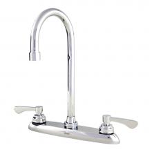 Gerber Plumbing GC444079 - Commercial 2H Kitchen Faucet w/ Gooseneck Spout & Metal Lever Handles 1.75gpm Chrome
