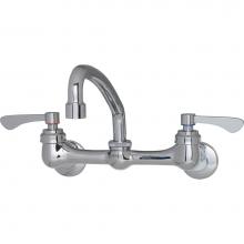 Gerber Plumbing GC444393 - Commercial 2H Wall Mount Kitchen Faucet w/ Wrist Blade Handles & 8'' Swing Spout 1.7