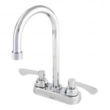 Gerber Plumbing GC444555 - Commercial 2H Centerset Lavatory Faucet W/ Gooseneck Spout And Grid Strainer 0.5Gpm Chrome