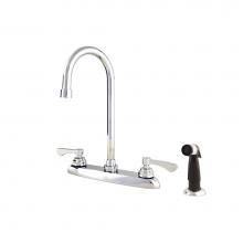 Gerber Plumbing GC444779 - Commercial 2H Kitchen Faucet w/ Gooseneck Spout & Spray 1.75gpm Aeration/2.2gpm Spray Chrome