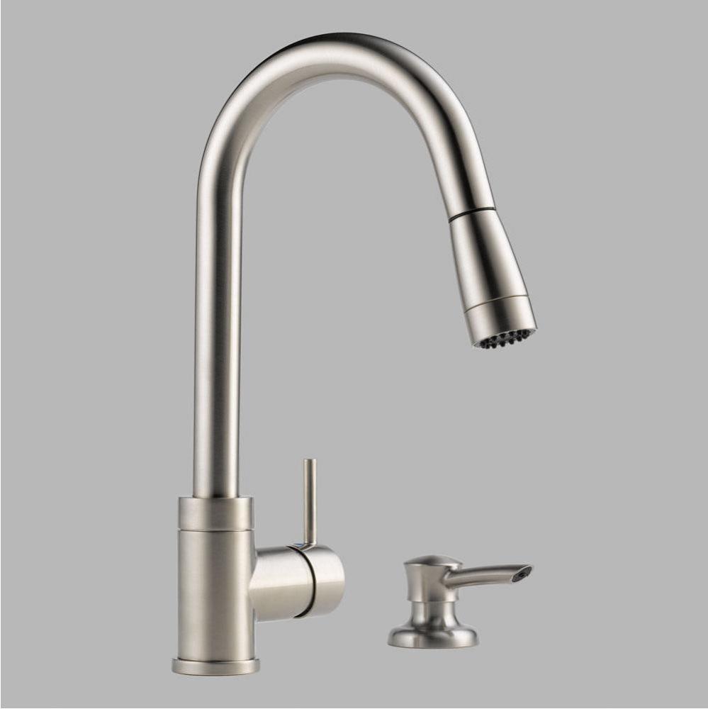 Peerless Apex: Integrated Pull-Down Kitchen Faucet with Soap Dispenser