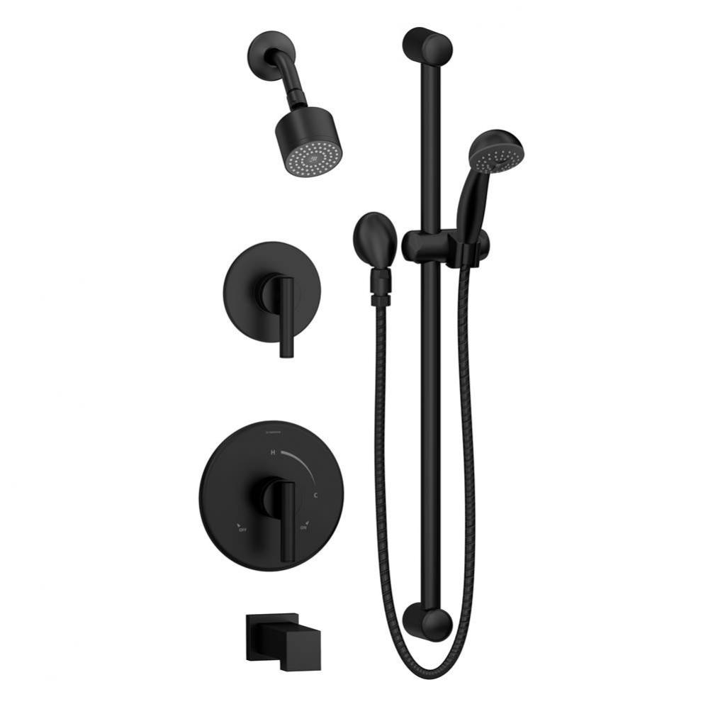 Dia 2-Handle Tub and 1-Spray Shower Trim with 1-Spray Hand Shower in Matte Black - 1.5 GPM (Valve