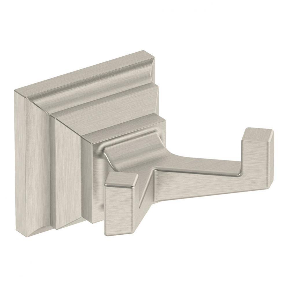 Oxford Wall-Mounted Double Robe Hook in Satin Nickel