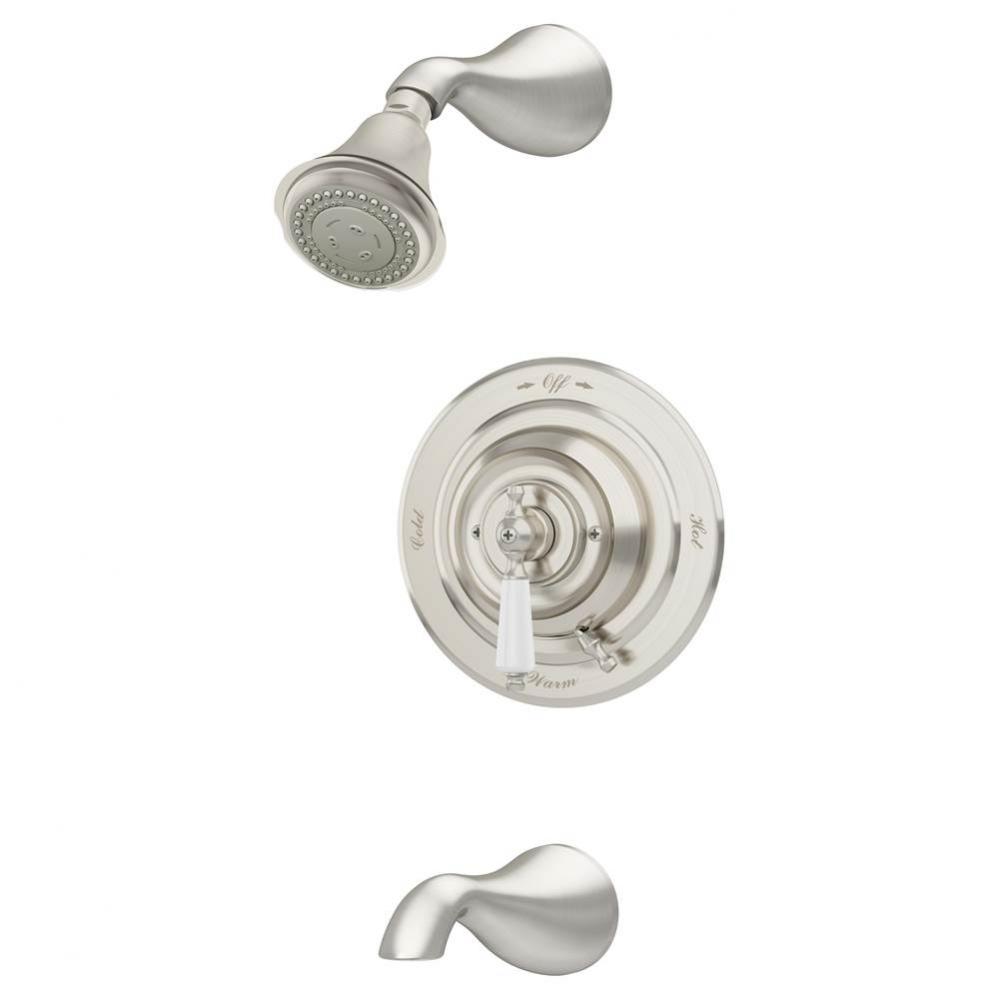 Carrington Single Handle 3-Spray Tub and Shower Faucet Trim in Satin Nickel - 1.5 GPM (Valve Not I