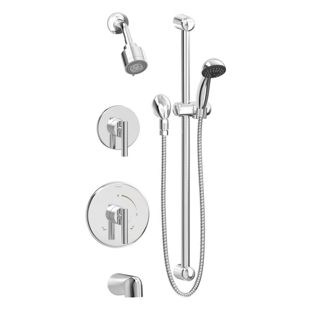 Dia 2-Handle Tub and 3-Spray Shower Trim with 1-Spray Hand Shower in Polished Chrome (Valves Not I