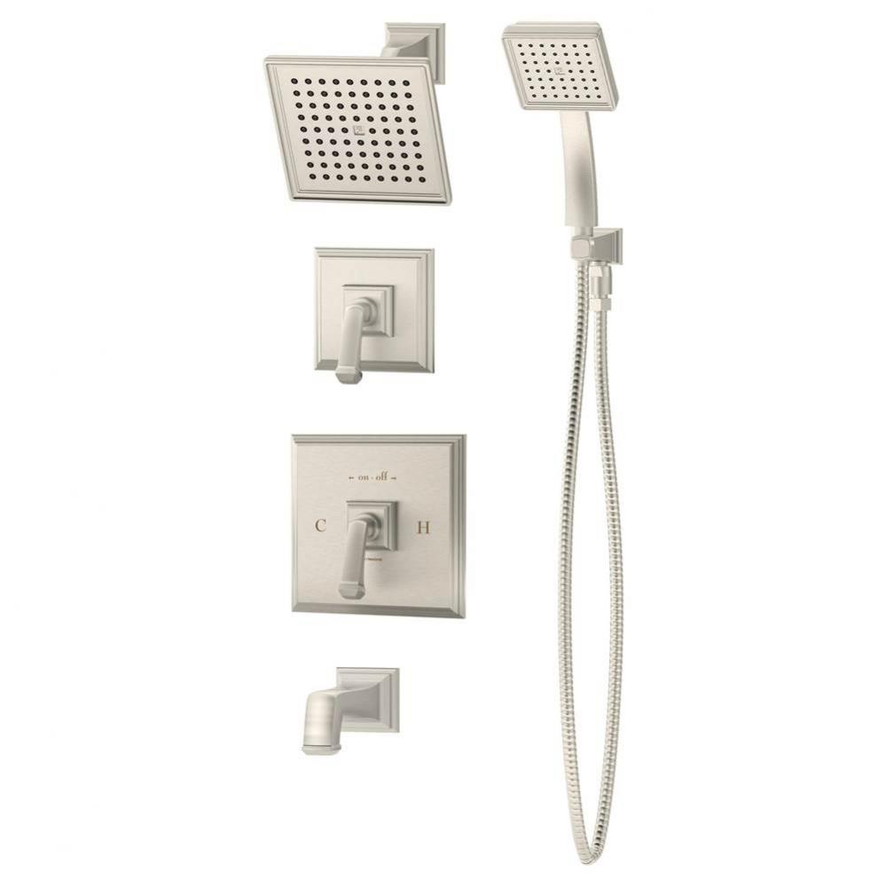 Oxford 2-Handle Tub and 1-Spray Shower Trim with 1-Spray Hand Shower in Satin Nickel (Valves Not I