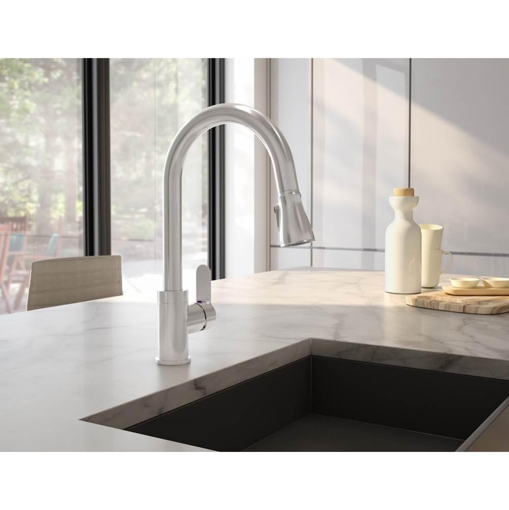 Identity Single-Handle Pull-Down Sprayer Kitchen Faucet in Stainless Steel (1.5 GPM)