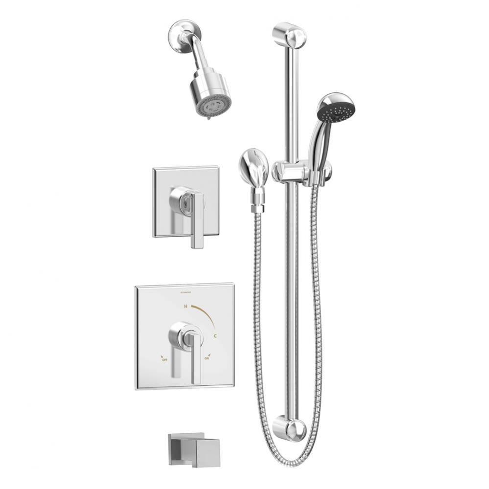 Duro 2-Handle Tub and 3-Spray Shower Trim with 1-Spray Hand Shower in Polished Chrome (Valves Not