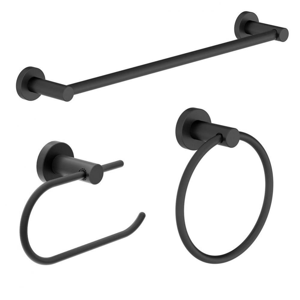 Dia 3-Piece Wall-Mounted Bathroom Hardware Set in Matte Black