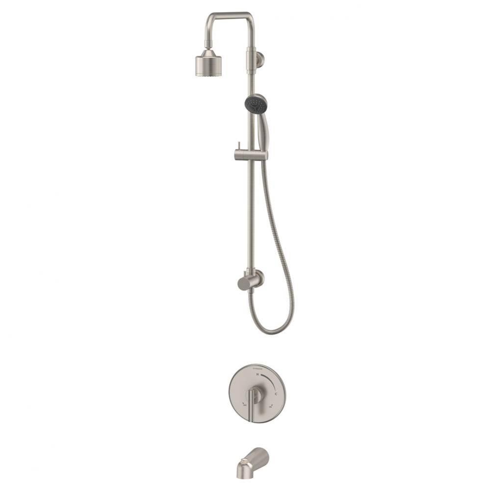 Dia Exposed Pipe 1-Spray Shower and Tub Trim with Hand Shower in Satin Nickel - 1.5 GPM (Valve Not