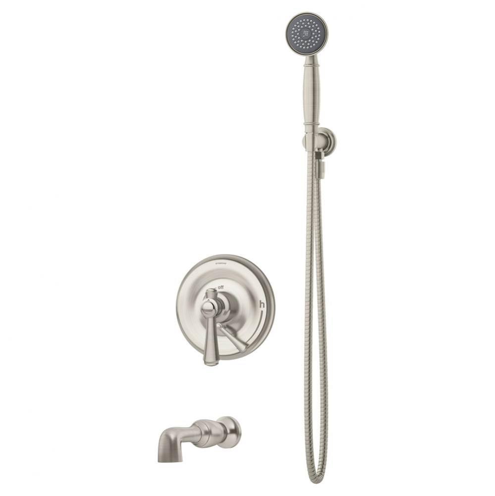 Degas Single Handle 1-Spray Tub and Hand Shower Trim in Satin Nickel - 1.5 GPM (Valve Not Included