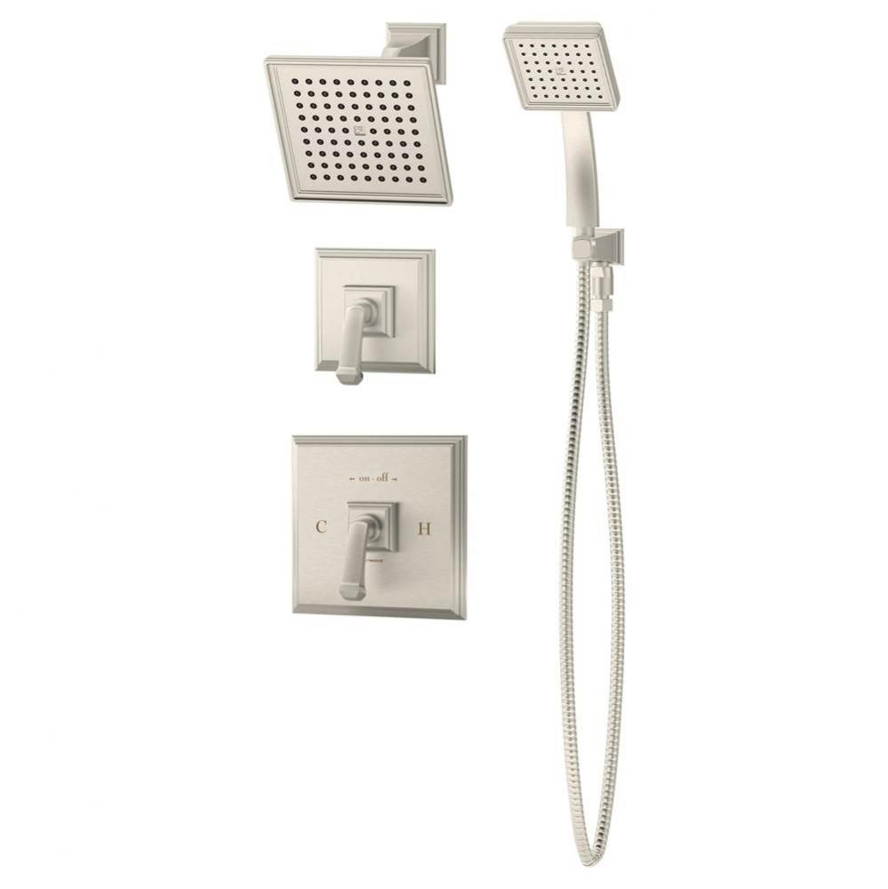 Oxford 2-Handle 1-Spray Shower Trim with 1-Spray Hand Shower in Satin Nickel (Valves Not Included)
